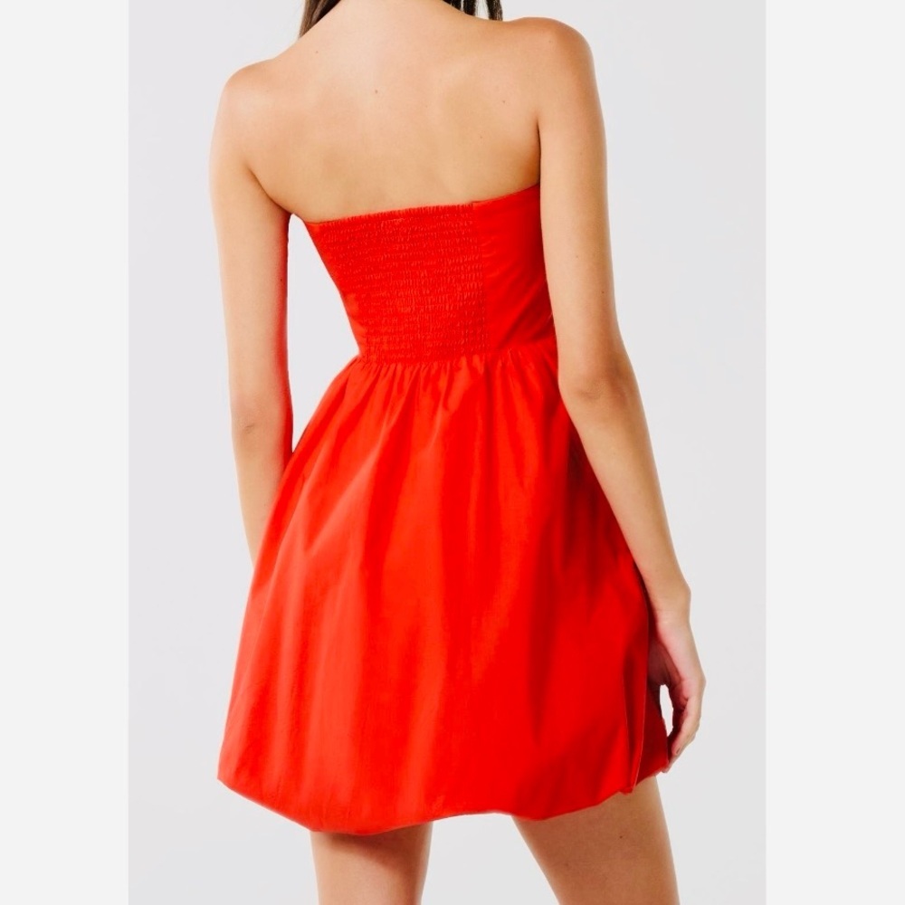 Ever New Phoebe Strapless Bubble Hem Dress Flame Scarlet Red Size 6 NWT Pockets - Picture 2 of 10